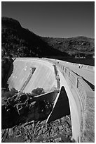 O'Shaughnessy Dam, Hetch Hetchy Valley. Yosemite National Park, California, USA. (black and white)