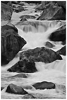 Boulders and rapids, Lower Merced Canyon. Yosemite National Park ( black and white)