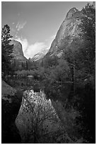 Mirror Lake and Ahwiyah Point in the Spring, late afternoon. Yosemite National Park ( black and white)