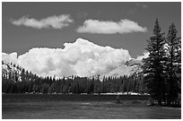 Tenaya Lake and clouds. Yosemite National Park ( black and white)