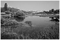 Tuolumne River and distant domes, early morning. Yosemite National Park ( black and white)