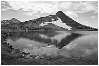 Peak reflected in uppper Gaylor Lake. Yosemite National Park ( black and white)
