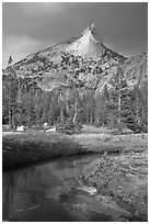 Cathedral Peak with storm light. Yosemite National Park ( black and white)