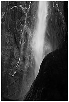 Lower Yosemite Falls with low flow and rainbow. Yosemite National Park ( black and white)