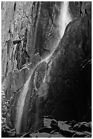 Lower Yosemite Falls in winter. Yosemite National Park ( black and white)