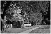 Employee housing in the spring. Yosemite National Park, California, USA. (black and white)