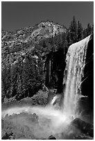 Vernal Fall with rainbow. Yosemite National Park ( black and white)