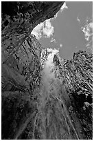 Ribbon Falls from amphitheatre. Yosemite National Park ( black and white)