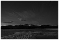 Snow-covered Twolumne Meadows by night. Yosemite National Park ( black and white)