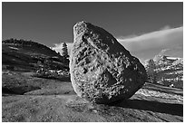 Glacial erratic on granite slabs near Olmstedt Point. Yosemite National Park ( black and white)