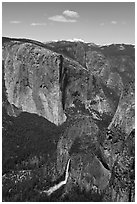 Bridalveil Fall and El Capitan. Yosemite National Park ( black and white)
