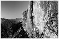 Hiker looking out from Diving Board. Yosemite National Park ( black and white)
