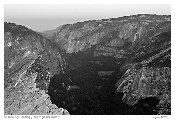 Yosemite Valley seen from Diving Board, dawn. Yosemite National Park (black and white)