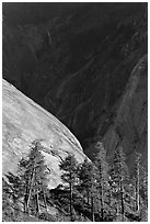 North Dome with Illouette Fall in distance. Yosemite National Park ( black and white)