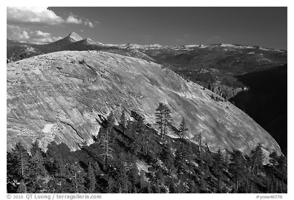 North Dome and Clark Range. Yosemite National Park (black and white)