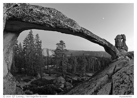 Indian Arch and Half-Dome at dusk. Yosemite National Park (black and white)