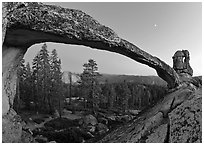 Indian Arch and Half-Dome at dusk. Yosemite National Park, California, USA. (black and white)