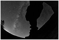 Indian Arch and Milky Way. Yosemite National Park ( black and white)