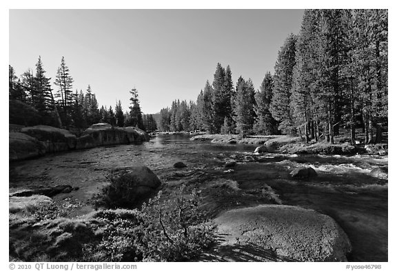 Lyell Fork of the Tuolumne River, afternoon. Yosemite National Park (black and white)