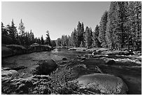 Lyell Fork of the Tuolumne River, afternoon. Yosemite National Park ( black and white)