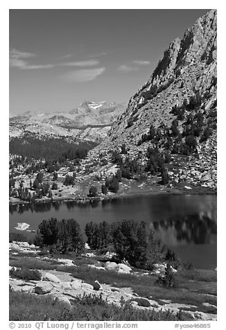 Vogelsang Lake and distant Choo-choo ridge. Yosemite National Park (black and white)
