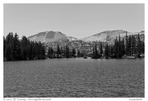 Lower Cathedral Lake. Yosemite National Park (black and white)