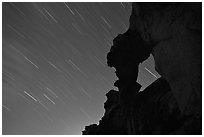 Indian Arch and stars. Yosemite National Park, California, USA. (black and white)