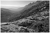 McCabe Creek from McCabe Pass, late afternoon. Yosemite National Park ( black and white)