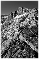 Sierra Nevada Crest Ridge leading to  North Peak. Yosemite National Park ( black and white)