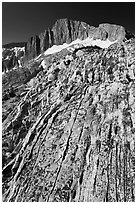 Colorful rock and North Peak. Yosemite National Park ( black and white)