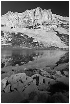 Craggy Peak and Sierra lake. Yosemite National Park ( black and white)