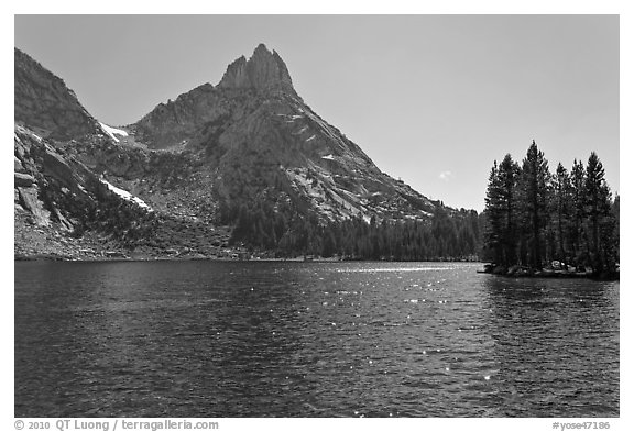 Lower Young Lake and Ragged Peak. Yosemite National Park (black and white)