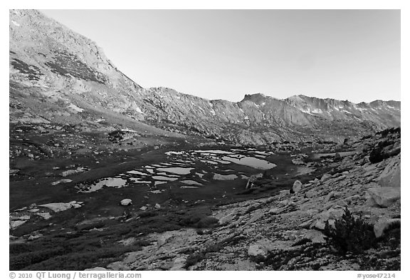 High valley at sunset. Yosemite National Park (black and white)