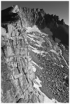 Cliffs, Mount Conness, morning. Yosemite National Park, California, USA. (black and white)