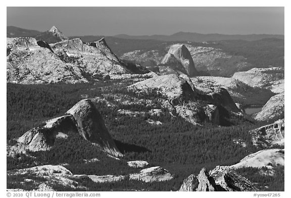 Fairview Dome and Half-Dome from Mount Conness. Yosemite National Park (black and white)