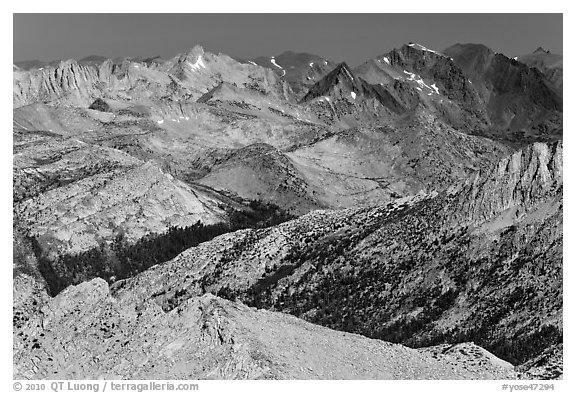 Distant view of Virginia Canyon. Yosemite National Park (black and white)