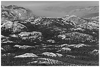 Distant view of the Grand Canyon of the Tuolumne. Yosemite National Park, California, USA. (black and white)