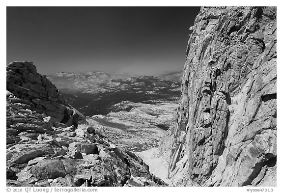 Notch below Mount Conness summit. Yosemite National Park (black and white)