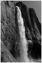 Upper Yosemite Falls, morning. Yosemite National Park, California, USA. (black and white)