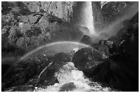 Afternoon rainbow, Bridalveil Fall. Yosemite National Park, California, USA. (black and white)