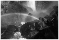 Rainbows in the mist of Bridalveil Fall. Yosemite National Park ( black and white)