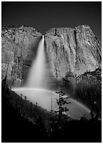 Lunar rainbow, Upper Yosemite Fall. Yosemite National Park ( black and white)