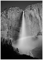 Space rainbow in Upper Yosemite Fall spray. Yosemite National Park ( black and white)