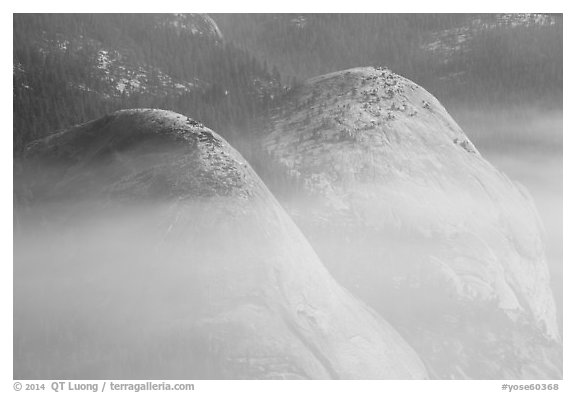 Domes in smoke. Yosemite National Park (black and white)