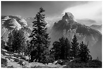 Half Dome from Glacier Point, smoke clearing. Yosemite National Park ( black and white)