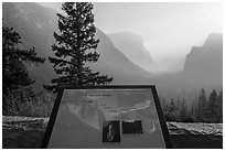 Discovery View interpretive sign. Yosemite National Park ( black and white)