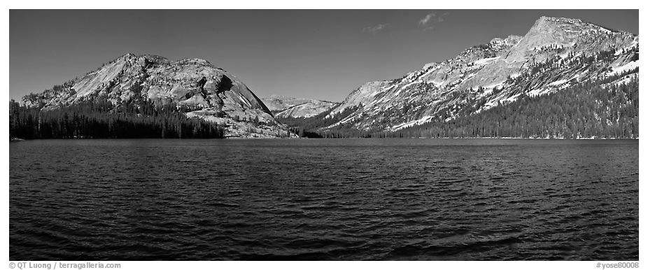 Tenaya Lake, Medlicott Dome, and Tenaya Peak. Yosemite National Park (black and white)