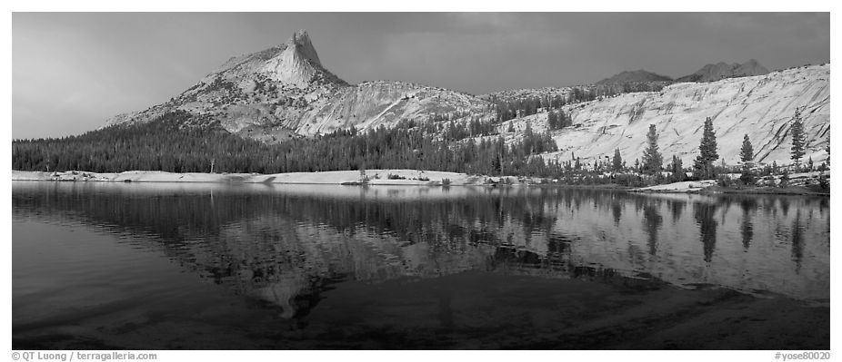 Lower Cathedral Lake, late afternoon. Yosemite National Park (black and white)