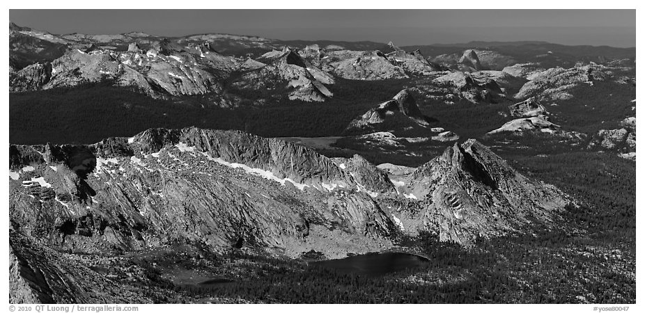 High Yosemite country from above. Yosemite National Park (black and white)
