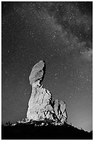 Balanced rock at night. Arches National Park, Utah, USA. (black and white)